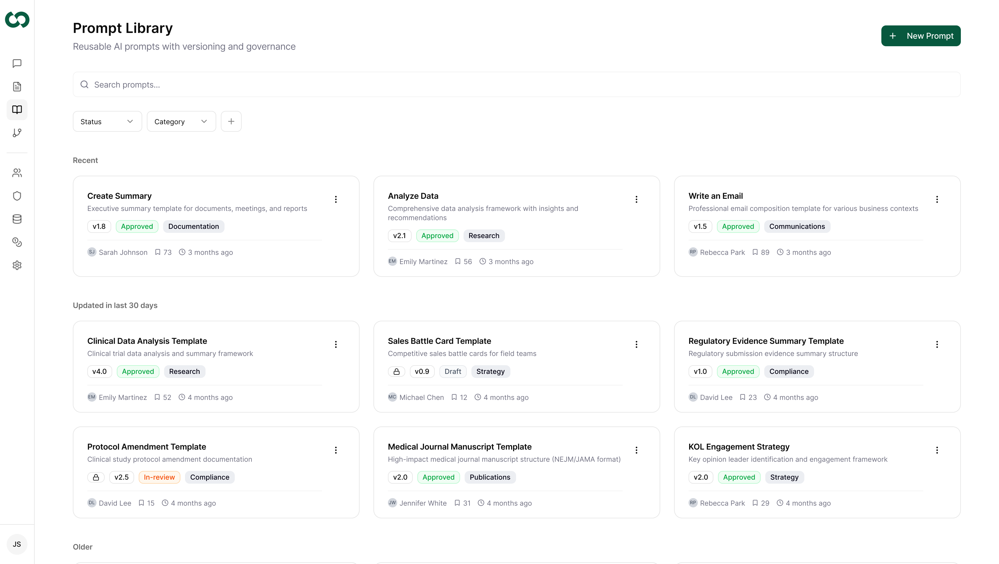 Cohesta Prompt Library — reusable AI prompts with versioning and governance